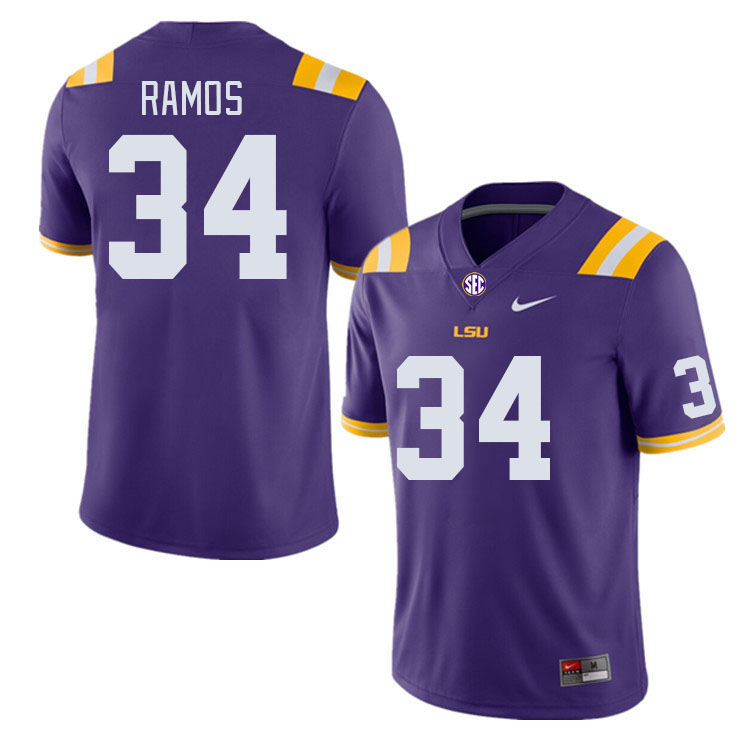 Men #34 Damian Ramos LSU Tigers College Football Jerseys Stitched-Purple